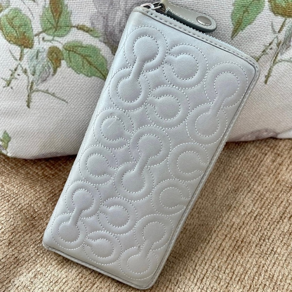 Coach Op Art C leather wallet - grey